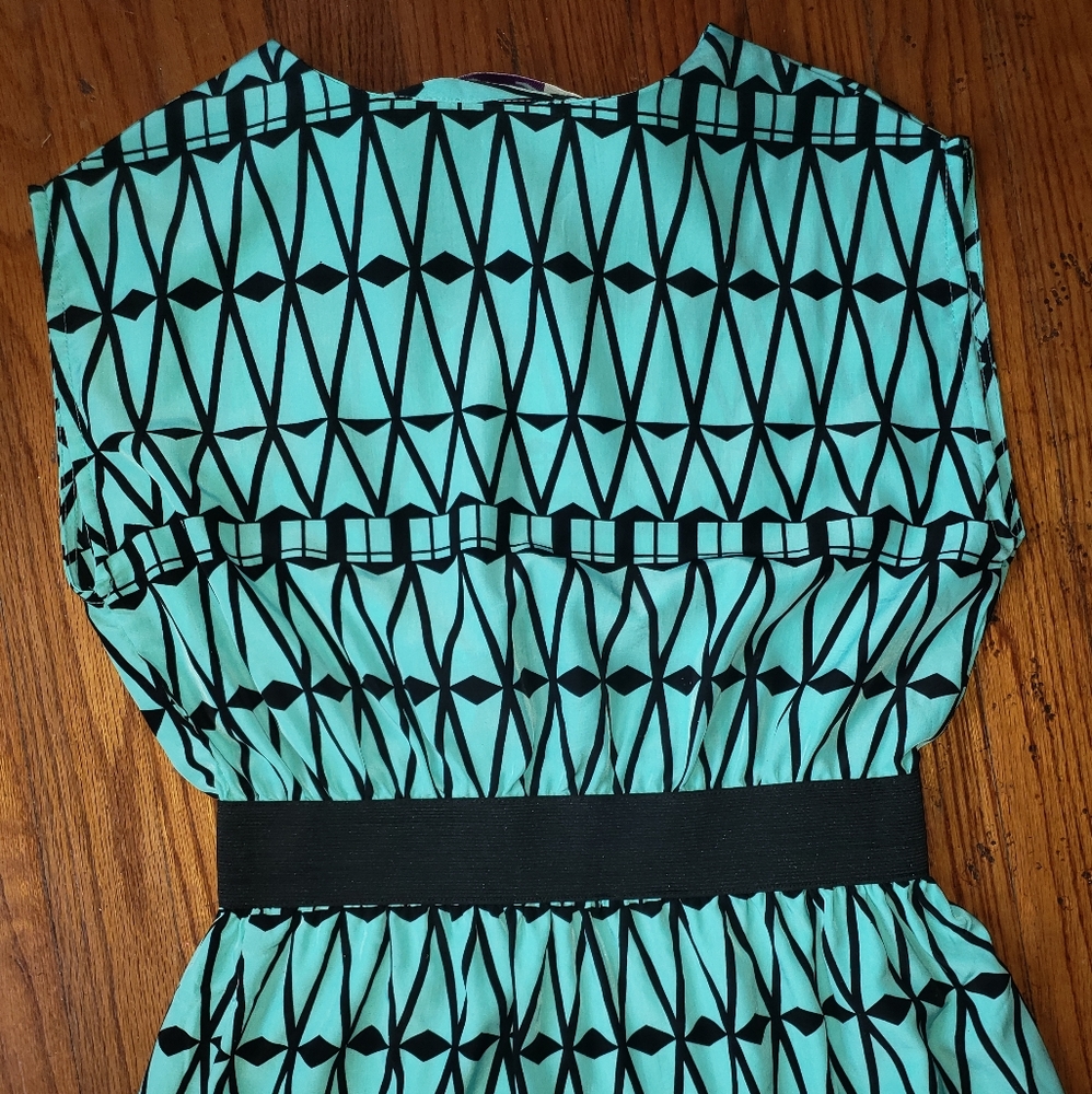Emmelee Black and Turquoise Dress sz Med - Picture 6 of 7